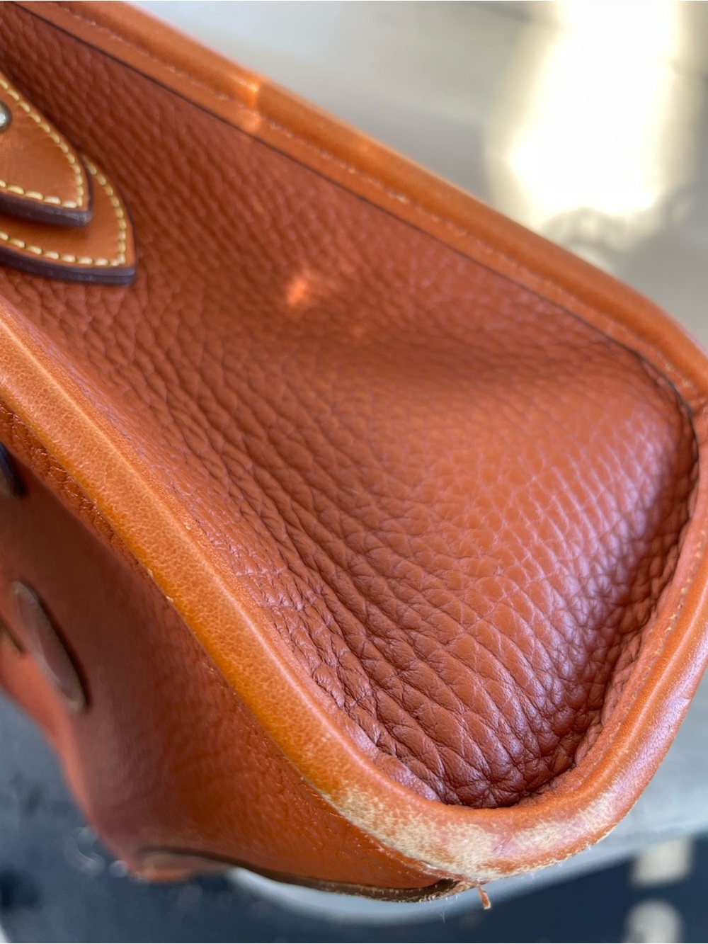 DOONEY & BOURKE Tan Pebble Leather Satchel with Gold Hardware - Picture 10 of 12